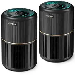Produktbild: AIRTOK 2PC Luftreiniger, Luftreiniger Allergiker mit Aromatherapiefunktion, 99,97% Entfernung bis 0,1 Mikrometer, HEPA Luftfilter von Schimmel Staub Pollen Gerüche, Nachtlicht, Kindersicherung