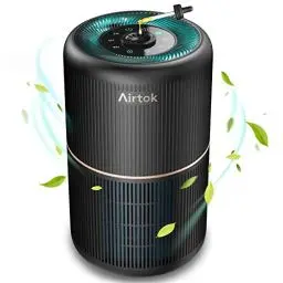 Produktbild: AIRTOK Luftreiniger Allergiker mit Aromatherapiefunktion, HEPA Luftfilter von Schimmel Staub Pollen Gerüche, 99,97% Entfernung bis 0,1 Mikrometer | Nachtlicht, Kindersicherung, Timer, Schwarz