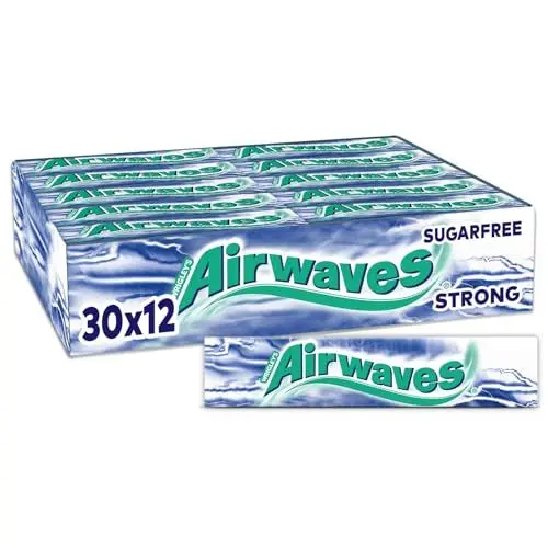 Produktbild: Airwaves Kaugummi Zuckerfrei, Strong Gum, 30 x 12 Dragees, Großpackung Chewing Gum, Kaugummi ohne Zucker mit Minz Frische (360 Dragees)