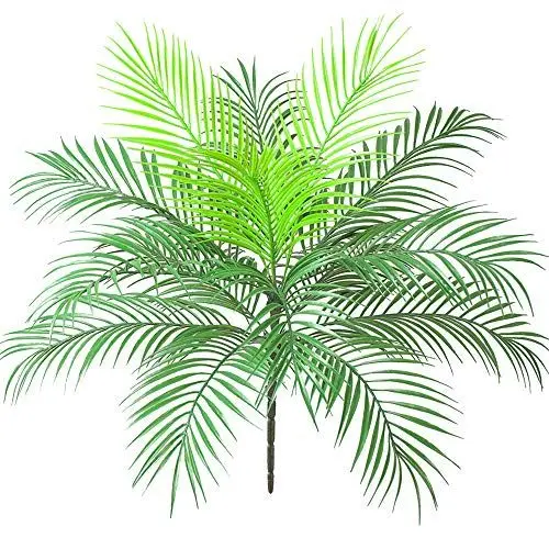 Produktbild: Aisamco Künstliche Tropische Palmblattbusch Künstliche Pflanze in Grün 1 Stück Kunststoff Areca Palm Plant 15 Blätter 63 cm groß für tropisches Grün Akzent Blumenarrangement