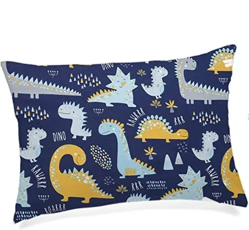 Produktbild: Aisawate Kopfkissen Kleinkind mit Kissenbezug - 33x45 cm Weich Bio Baumwolle Kissen Kinder zum Schlafen - Waschbar Kleinkind Kopfkissen - Kinderkopfkissen für Kleinkinder - Kinderkissen（Dinosaurier）