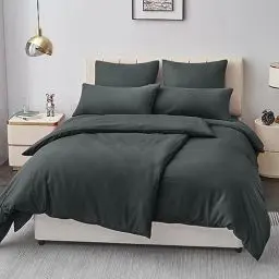 Produktbild: Aisbo Bettwäsche 135x200 4teilig Grau - Bettbezug 135x200cm 4tlg mit Kissenbezug, Bettwäsche Set Mikrofaser mit Reißverschluss, weich und bügelfrei