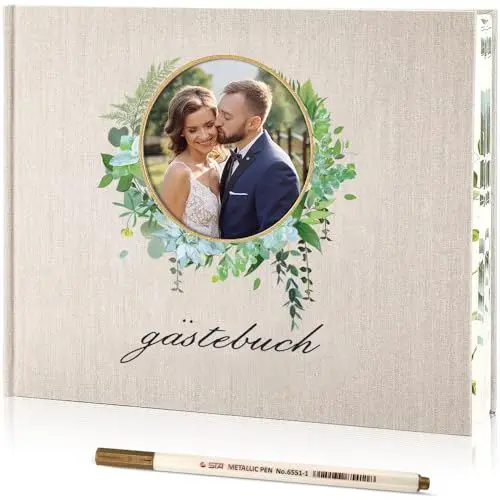 Produktbild: AISBUGUR Gästebuch Hochzeit, Polaroid Hochzeit Gästebuch Empfang 100 Seiten Dickes Papier Hardcover 8 