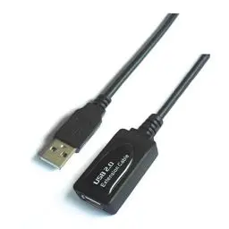 Produktbild: AISENS A101-0019 USB 2.0 Verlängerungskabel mit Verstärker (10 m, fortschrittlicher Chipsatz), Schwarz