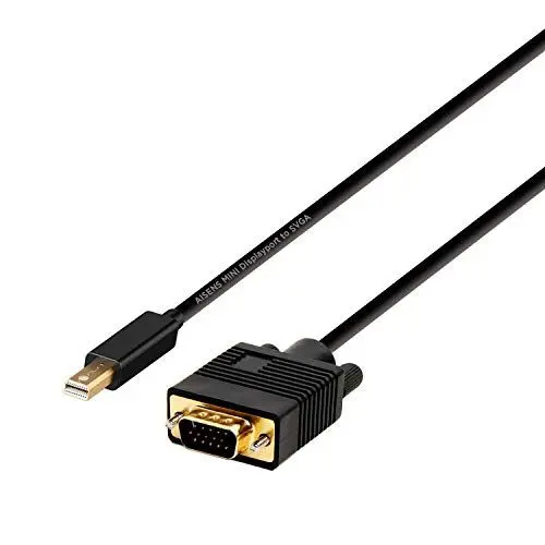 Produktbild: AISENS A125-0362 Mini DP-auf-VGA-Konverterkabel, Mini-DP-Stecker auf VGA-Stecker, Schwarz, 2,0 m