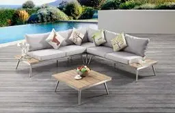 Produktbild: AISER Royal Garten Lounge Set -Barbados- Luxuriöse Sitzecke mit Kaffee Tisch aus hochwertigem Misanbar Kunstholz Gartenmöbel Set
