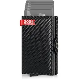Produktbild: AISIR Wallet, Slim Wallet, Geldbörse Herren, Mini Geldbeutel Herren und Damen mit RFID, Geldbeutel Herren, Slim Wallet mit Münzfach（schwarz）