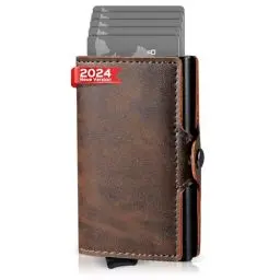 Produktbild: AISIR Wallet, Slim Wallet, Geldbörse Herren, Mini Geldbeutel Herren und Damen mit RFID, Geldbeutel Herren, Slim Wallet mit Münzfach（braun）