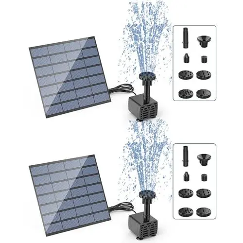 Produktbild: AISITIN 2 Stück Solar-Brunnen 2024, für den Außenbereich, DIY, Pumpe mit 6 Düsen, Vogeltränke, für den Außenbereich, für Teiche, Vogelbäder, Terrasse, Dekoration