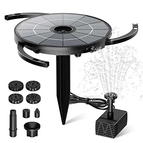 Produktbild: AISITIN 2 IN 1 DIY Solar Springbrunnen für Außen mit 2.8W Abnehmbares Solarpanel Solarbrunnen für Draussen mit Feste Halterung, Teichpumpe mit 6 Effekten für Garten,Teich,Vogelbad,DIY Wasserspiel