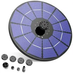 Produktbild: AISITIN Springbrunnen mit 3.5W Solar Panel, Teichpumpe Eingebaute 1500 mAh Batterie Wasserpumpe Schwimmender Fontäne Pumpe mit 6 Fontänenstile für Garten, Vogel-Bad, Fisch-Behälter