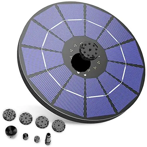 Produktbild: AISITIN Springbrunnen mit 3.5W Solar Panel, Teichpumpe Eingebaute 1500 mAh Batterie Wasserpumpe Schwimmender Fontäne Pumpe mit 6 Fontänenstile für Garten, Vogel-Bad, Fisch-Behälter
