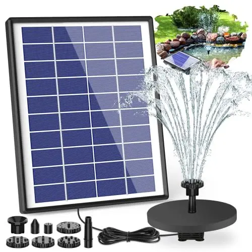 Produktbild: AISITIN Springbrunnen mit 6.5W Solar Panel Eingebaute1500 mAh Batterie Teichpumpe Wasserpumpe Schwimmender Fontäne Pumpe mit 6 Fontänenstile für Garten,Wasserspiele,Vogel-Bad,Teich