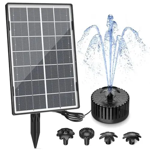 Produktbild: AISITIN Solar Springbrunnen für Außen 3,5W, Upgraded Glas Solarbrunnen für Draussen, Solar Wasserpumpe mit 3M Kabel, mit 4 DIY Fontänenstile, Solar Fontäne Pumpe für Garten,Vogelbad,DIY Wasserspiele