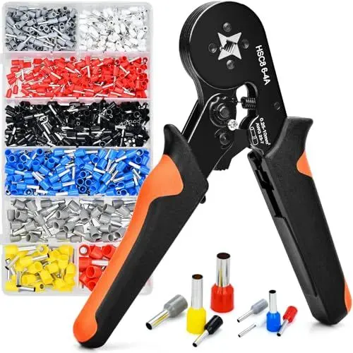 Produktbild: Aissom Crimpzange Crimpzangen Set,Kabelschuhzange Crimpzange,Crimpzange für Kabelschuhe,für 0,5-10mm² Isolierte mit 1200 Stück Kabelschuhen