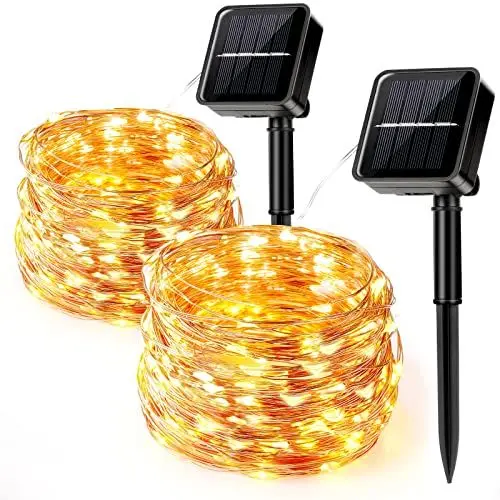 Produktbild: Aisutha Solar Lichterkette Außen, 2x12M 120 LED Lichterkette Aussen, 8 Modi Kupferdraht Solarlichterkette IP65 Wetterfest für Garten, Balkon, Terrasse, Tor, Hof, Hochzeit, Party(Warmweiß)