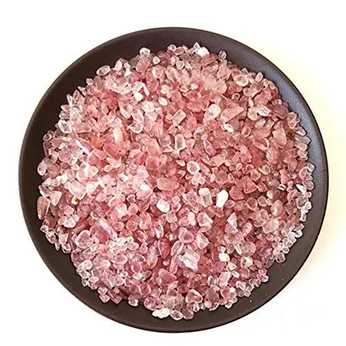 Produktbild: 1 lb natürlichen Erdbeerkristall getrommelt Chips zerkleinerte Stein Healing Reiki Kristall unregelmäßige geformte Steine Schmuck Machen Heimtextilien (Strawberry Crystal)