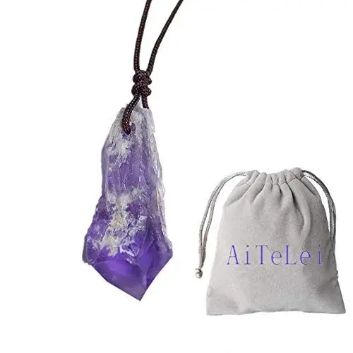 Produktbild: 1pc Natural Amethyst Healing Anhänger Kristall Lila Rückgrat Zepter Quarz Halskette Chakra Kristall Zauberstab Stein