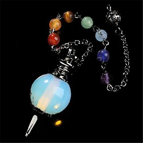 Produktbild: Natürliche 7 Chakren Pendel Reiki Heilung Crystal Point Anhänger Pendel Chakra Balancing Reiki Heilung für Divination/Wünschelrute Tool mit Kette