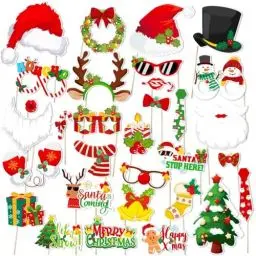 Produktbild: Aitsite 30 Stück Weihnachten Foto Requisiten Weihnachten Photo Booth Props Party Dekoration Hut Brille Selfie Requisiten Accessoires für Erwachsene Kinder Weihnachten Party Zubehör Dekoration