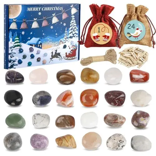 Produktbild: Aitsite Adventskalender Edelstein 2024 Adventskalender Säckchen Adventskalender Edelstein Kinder Mit 24 Adventszahlen Aufkleber DIY Weihnachtsdeko Countdown kalender Edelstein für Familie Weihnachts