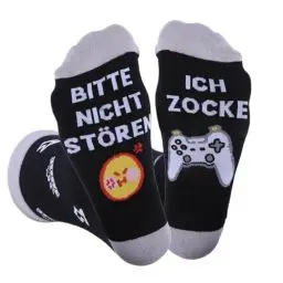 Produktbild: Aitsite Lustige Socken, Gaming Socken Geschenke, Socken mit Spruch BITTENICHTSTÖREN, ICH ZOCKEfür Zocker Geschenke Männer Damen Jungen Teenager