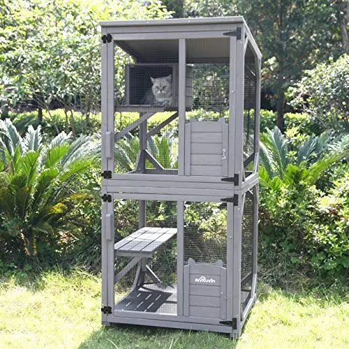 Produktbild: Aivituvin Cat House Outdoor Cat Catio Wooden Large Enclosure with Run on Wheels 70.9