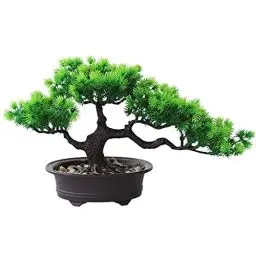 Produktbild: AIVORIUY Bonsai Baum Künstlich Gefälschte Pflanzen Dekoration Zimmerpflanzen in Töpfen Japanische Kiefer Kunststoff Pflanzen 19 cm Hoch für Hauptdekoration als Desktop Display Zen Dekoration