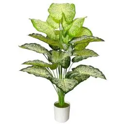 Produktbild: AIVORIUY künstliche Pflanzen im Topf Groß Kunstpflanze Plastik Palme wie Echt mit Kunststoff Blumentopf Fake Plant Dekor für Wohnzimmer Balkon Schlafzimmer Büro Innen (70cm Weiße Palme)