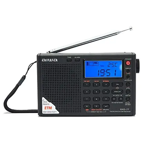 Produktbild: Aiwa RMD-77: Multiband-Radio, FM PLL DSP Stereo/SW/MW/LW, mit Kopfhörer und Tragetasche M