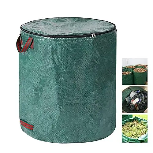 Produktbild: AIYONG 120L Groß Gartenabfallsack Mit Deckel, 32 Gallonen Laubsack Gartensack mit Griffen, Gartensäcke Laubsammler, Selbststehend Abfallsack Stabil Grünschnittsäcke für Gras Laub Hecke Gartenabfall