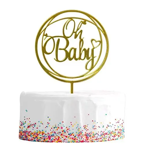 Produktbild: AIYONG Oh Baby Kuchen Topper Acryl Kuchenstecker für Shower, Geburt, Babyparty, Gender Reveal, Partydeko, Valentine, Anniversary