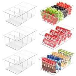 Produktbild: AIYULONG 6er Set Kühlschrank Organizer mit 4 Fächern,BPA-Freie küche Aufbewahrungsbox Küchen Organizer für Gefrierschrank,Schrank,Schublade,Gewürze