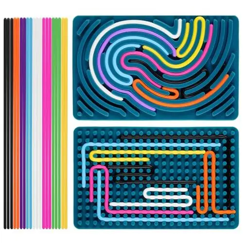 Produktbild: AIZHAZHA Sensorik Activity Board, Silikon Fidget Toys für Autismus ADHS Stress Anxiety, Sensorik Spielzeug, Reise Sensory Toys Spiel für Kinder ab 3 Jahr & Erwachsene, mit Reisetasche & 20 Schnüren