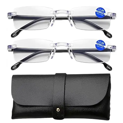 Produktbild: Aizhenqian Autozoom-Lesebrille,Klare Fokus-Brille mit automatischer Anpassung für Damen und Herren, Multifokale Rahmenlose Anti-Blaulicht-Lesebrille mit klarer Sicht
