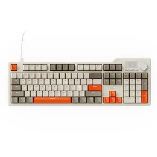 Produktbild: AJAZZ AK35I V3 Kabelgebundene Mechanische Gaming-Tastatur, 104 Tasten mit Multimedia-Tasten und Drehknopf|5-Layer-Pad|OEM-Spezifikation|PBT-Tastenkappen|Weiß Beleuchtete Custom Keyboards