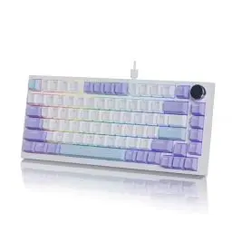 Produktbild: AJAZZ AK820 Kabelgebundene Mechanische Tastatur, Gaming-Tastatur, Südausrichtung RGB|Lautstärkeregler|82 Tasten|PBT-Tastenkappen|Poron Cotton|Hot-Swap-Fähiger, Custom Drivers für Windows MacOS Linux
