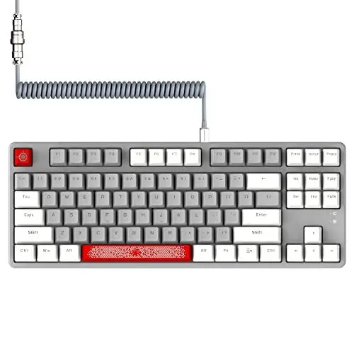 Produktbild: AJAZZ AK873-75% Wired Gaming Tastatur mit Spiral USB-C Kabel-Hot Swappable Rote Schalter Mechanische Tastatur-Light Up TKL 80% Kompakt 87 Tasten PBT Keycaps-Abnehmbare Magnetic Abdeckung für PC/Mac