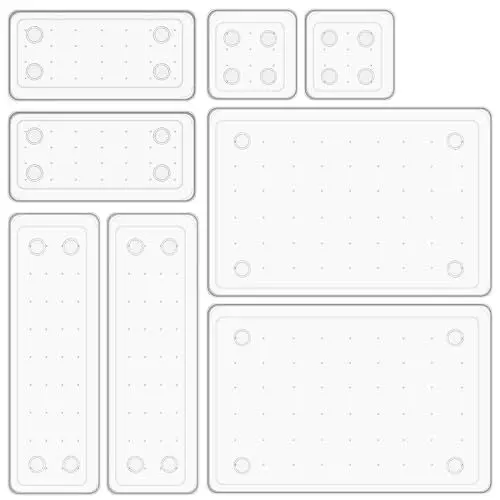 Produktbild: AJOXEL Schubladen Organizer, 8 Stück Schminktisch Organizer mit 4 Größen, Transparent, Stapelbar, Kunststoff Makeup Organizers für Kosmetik, Küche, Badezimmer, Büro