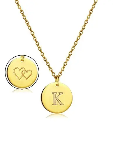 Produktbild: AJRUIER Letter Kette fur Damen,Gold Edelstahl Initialen Alphabet Buchstabe Paar Herzen Anhänger Halskette SchmuckI Buchstaben Kette mit Buchstabe,Gold K necklace
