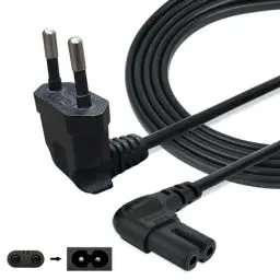 Produktbild: AJTECH® 3M Samsung TV Netzkabel 2 Polig - Zertifiziertes AC Eurostecker Winkel Stromkabel LG Fernseher 90Grad C7 IEC Kabel - Kompatibel PS4 Slim Xbox Series X S Drucker Netzteile PS5 Power Cable - 3M
