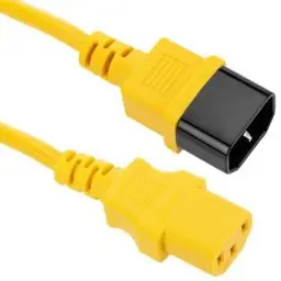 Produktbild: AJTECH® 3M Kaltgerätekabel Verlängerung - IEC C13 C14 Robustes Netzkabel 3 Polig 1,0mm² Reines Kupfer - Kompatibel Stromkabel Verlängerung Beamer Computer PC Monitor Drucker USV Kabel - 3 Meter Gelb