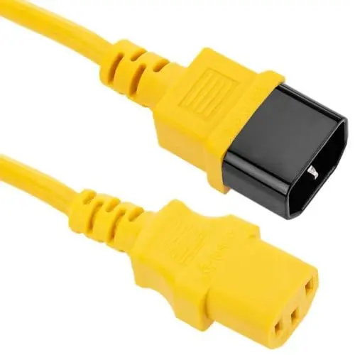 Produktbild: AJTECH® 3M Kaltgerätekabel Verlängerung - IEC C13 C14 Robustes Netzkabel 3 Polig 1,0mm² Reines Kupfer - Kompatibel Stromkabel Verlängerung Beamer Computer PC Monitor Drucker USV Kabel - 3 Meter Gelb