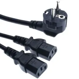 Produktbild: AJTECH® 3M Netz Y Kabel Kaltgerätekabel IEC-C13 Stromkabel - Euro Stecker Winkel auf 2 x C13 Y-Splitter Netzkabel - Kabel Für PC Computer Monitor TV Fernseher Drucker Beamer - 3M