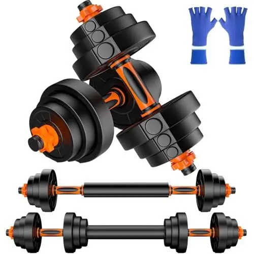 Produktbild: AJUMKER Gewichte Hantel set,20 KG Verstellbare Hanteln,2 in 1 Kurzhanteln Set Dumbbell Weights Handeln für Männer Frauen Set Langhantel Set Barbell Set