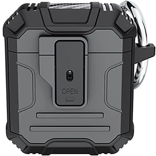 Produktbild: AKABEILA Hülle Kompatibel mit AirPods Case Cover mit Schloss Pop-Up AirPods 2 2019 Ladehülle Dual Layer AirPods 1 2016 Schutzhülle mit Karabiner Unterstützung Kabelloses Laden Front LED Sichtbar