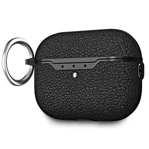 Produktbild: AKABEILA Hülle für AirPods Pro 2 2022 Case Cover mit Karabiner TPU Schutzhülle Litschi Textur Stoßfest Robuste Hülle Ladehülle Front LED Sichtbar