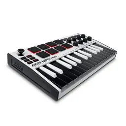 Produktbild: AKAI Professional MPK Mini MK3 – 25-Tasten USB MIDI Keyboard Controller, 8 hintergrundbeleuchtete Drum Pads, 8 Regler, Musikproduktion-Software, Farbe Weiß