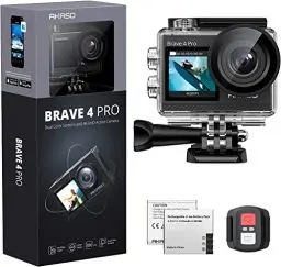 Produktbild: AKASO Action Cam 4K 20MP WiFi 40M Unterwasserkamera Ultra HD Touchscreen 170 ° Einstellbar Weitwinkel, EIS Stabilisierung, 5X Zoom, 2.4G Fernbedienung und 2 Akkus 1350mAh- Brave 4 Pro (Grau)