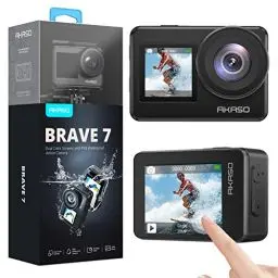 Produktbild: AKASO Action Cam 4K 20MP WiFi Unterwasserkamera IPX8 Wasserdicht Action Kamera EIS 2.0 mit Touchscreen, Zoom, Sprachsteuerung und 2x1350mAh Akkus Kit-Brave 7